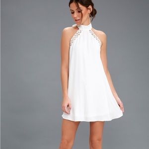 Lulu’s Any Sway Shape or Form White Lace Halter Dress